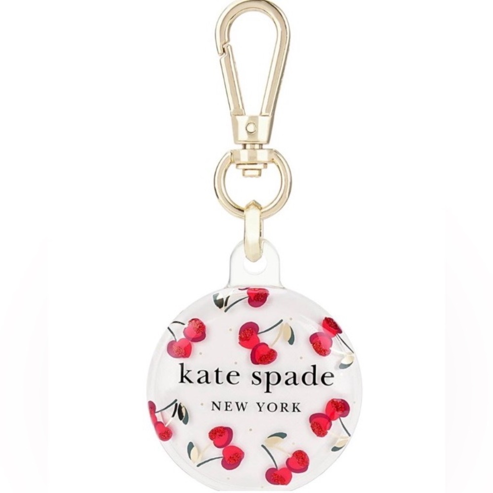 NWT Kate Spade Cherry Motif Air Tag & Key Holder with Gold Hardware